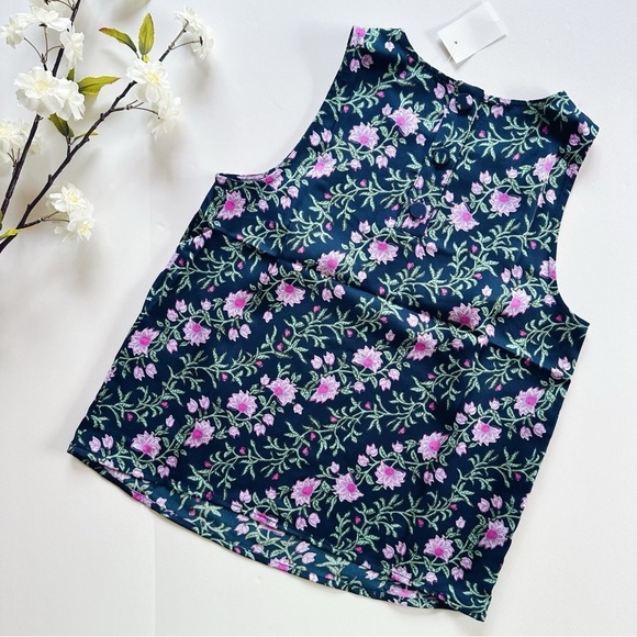 J.Crew Factory Printed Bias Slip Skirt & Top Set Antique Navy Vintage Floral - Picture 8 of 12